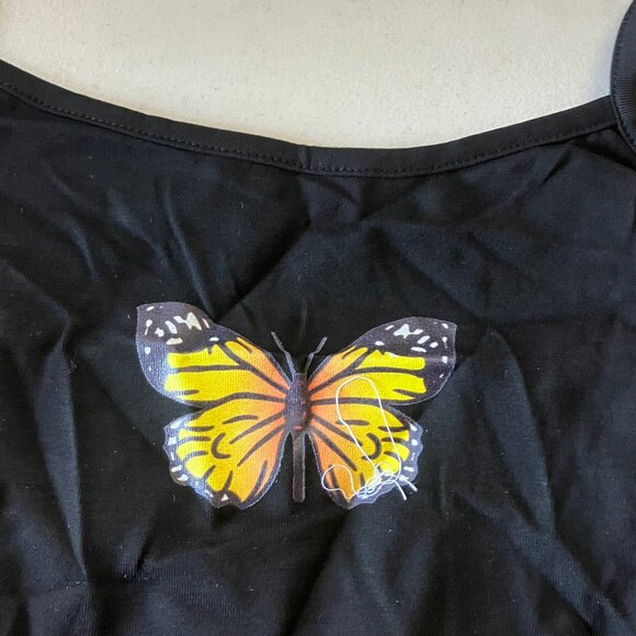 Anaobai Ameicom Women's Black Butterfly Graphic Slim Fit Camisole M NWT - Picture 2 of 8